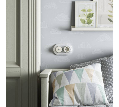 Выключатель двухклавишный с корпусом Werkel Vintage слоновая кость, хром W5822055