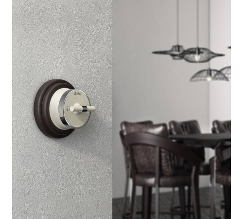 Выключатель двухклавишный с корпусом Werkel Vintage слоновая кость, хром W5822055