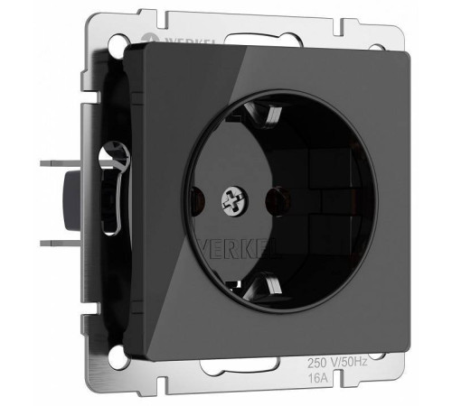 Розетка с заземлением, без рамки Werkel Черный акрил W1171048
