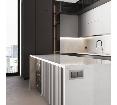 Розетка влагозащищенная с заземлением и со шторкой, без рамки с крышкой Werkel графит рифленый W1171204