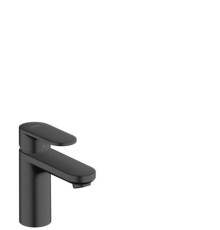 Смеситель для раковины Hansgrohe Vernis Blend 100 однорычажный со сливным гарнитуром матовый черный 71551670