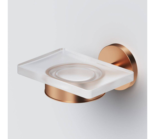 Мыльница стеклянная с настенным держателем AM.PM X-Joy розовое золото A85A34244