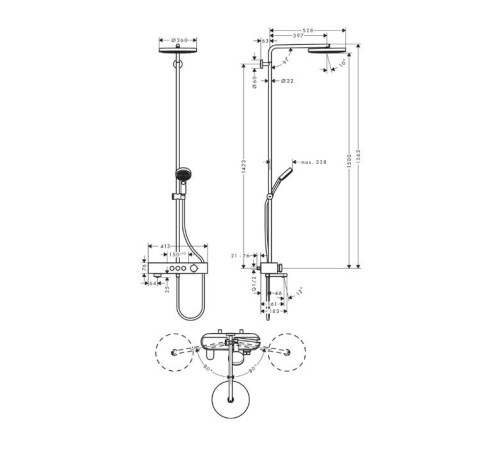 Душевая система Hansgrohe Pulsify S 1jet с термостатом хром 24230000