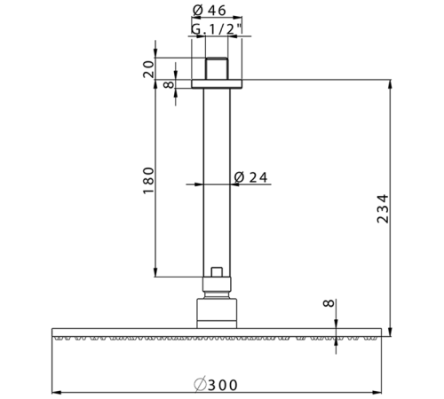 Верхний душ CISAL Shower D 300 мм с потолочным держателем 180 мм черный DS01370040