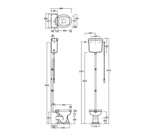 Унитаз напольный SIMAS Londra 60х36.5 см горизонтальный слив высокий бачок золото LO902bi/LO911bi/R01oro
