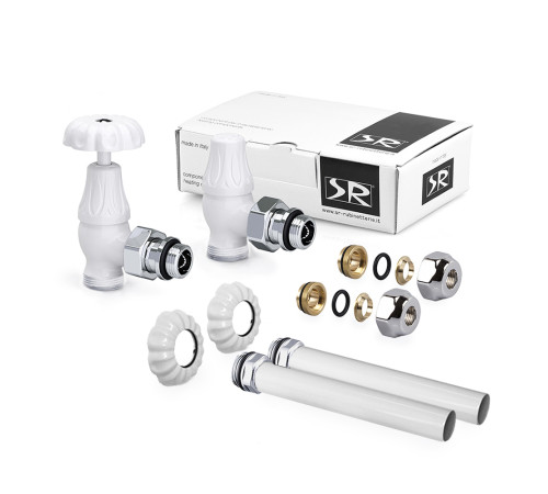 Комплект вентилей угловых SR Rubinetterie Floral Old Style 1/2 белый A339-1500VCPA