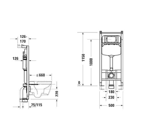 Инсталляция для подвесного унитаза Duravit DuraSystem в сборе WD1029000000/WF1202000010
