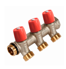 Коллектор с вентилями Henco VBS 3/4х3/4 EK 3 выхода красный VBS050503-RO