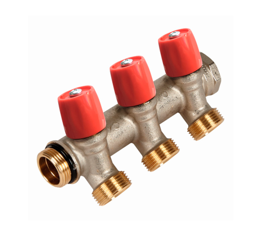 Коллектор с вентилями Henco VBS 3/4х3/4 EK 3 выхода красный VBS050503-RO