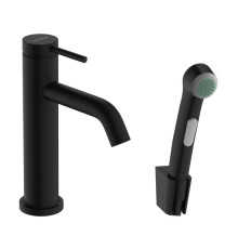 Смеситель для раковины hansgrohe Tecturis S 110 EcoSmart+ с гигиеническим душем и шлангом 160 см матовый черный 73211670