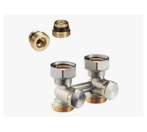 Комплект нижнего подключения Giacomini R387 1/2x3/4 прямой для двухтрубных систем R387X012