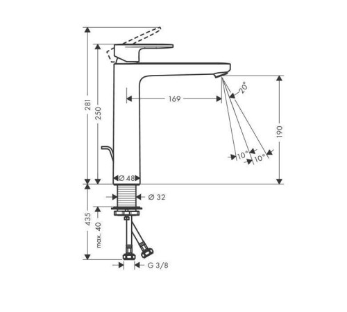 Смеситель для раковины Hansgrohe Vernis Blend 190 с донным клапаном хром 71552000