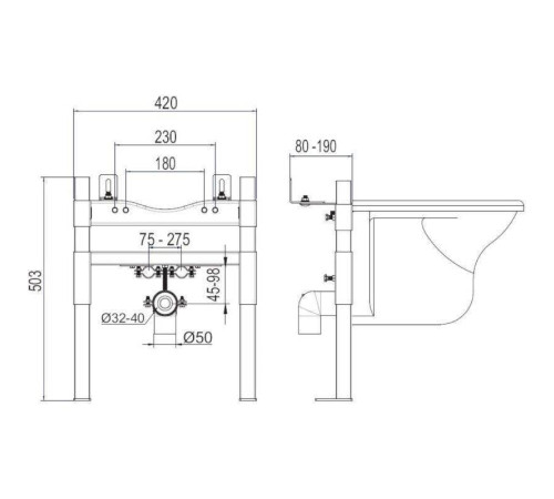 Инсталляция для биде OLI Easy 503х420х80 мм 618547