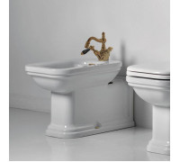 Биде напольное Kerasan Waldorf Prolongato 65х37 см 1 отверстие белый бронза 4120K1bi/cr*1 / 811393br / 760393