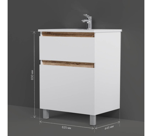 Тумба под раковину напольная AM.PM X-Joy 65 см 2 ящика белый глянец M85AFSX0652WG