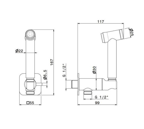 Гигиенический душ Newform X-STEEL 316 лейка с держателем без смесителя INOX 69644X.50.050
