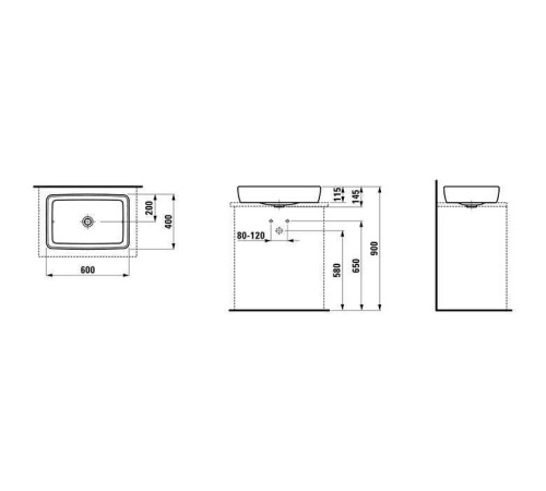 Раковина-чаша Laufen Pro S 60x40 см без отверстия без перелива белая 8.1695.2.000.112.1