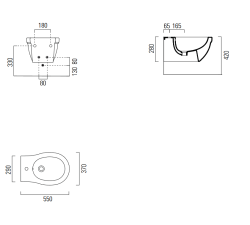 Биде подвесное GSI Classic 550х370 мм белый глянцевый 8765FR2111