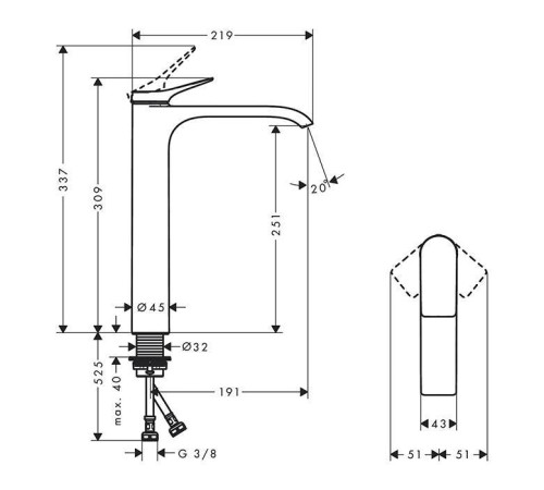 Смеситель для раковины Hansgrohe Vivenis 250 черный матовый 75042670