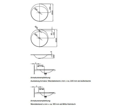 Раковина встраиваемая Bette Lux Oval Couture 50х50х10 см 1 отв. белый A220-000 HLW1