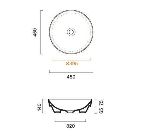 Раковина настольная Catalano Sfera D 45 см белый глянцевый 0524450001