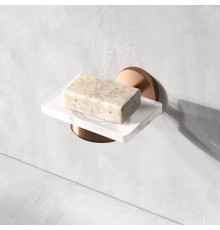 Мыльница стеклянная с настенным держателем AM.PM X-Joy розовое золото A85A34244