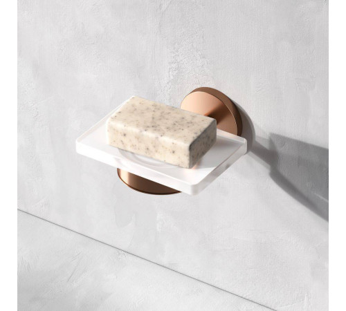 Мыльница стеклянная с настенным держателем AM.PM X-Joy розовое золото A85A34244