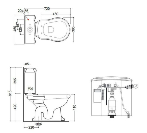 Унитаз-моноблок Kerasan Retro 72х38.5 см слив в пол ручка справа белый/золото 107101/760391/101201/756991