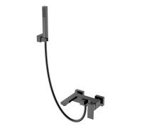 Смеситель для ванны с душем Boheme Qubic настенный графит глянцевый 473-SGM