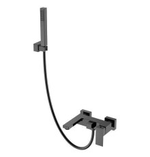Смеситель для ванны с душем Boheme Qubic настенный графит глянцевый 473-SGM