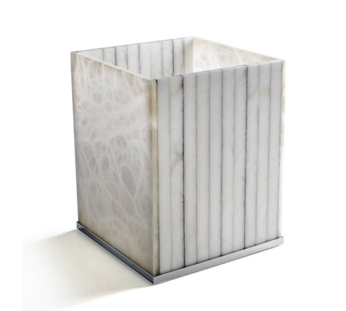 Ведро для мусора 3SC Rigato 20х25х20 см без крышки алебастр/хром AL65SL