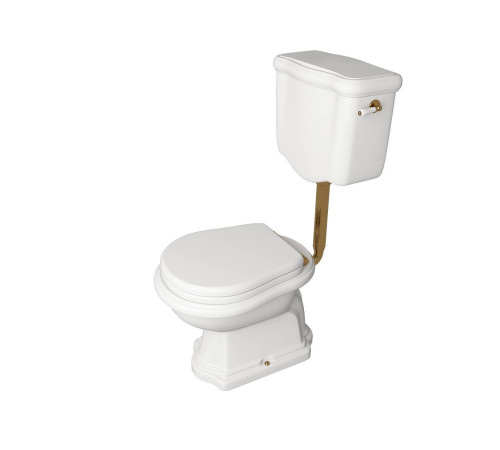 Унитаз приставной Kerasan Retro 72х38.5 см с низким бачком слив в стену белый/золото 107201/760391/101101/757091/757191