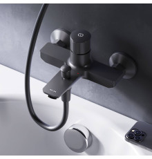 Смеситель для ванны и душа AM.PM X-Joy TouchReel нажимной черный матовый F85A10522