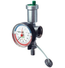 Узел концевой FAR хромированный 1 1/4 ВР с автоматическим воздухоотводчиком, термоманометром и сливным краном FK 3442 11410