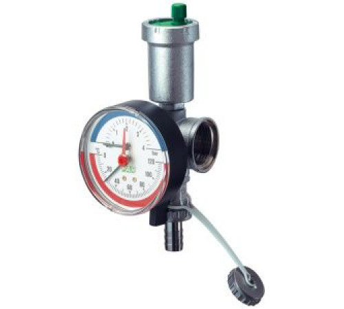 Узел концевой FAR хромированный 1 1/4 ВР с автоматическим воздухоотводчиком, термоманометром и сливным краном FK 3442 11410