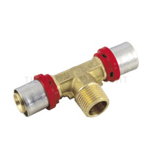 Тройник пресс-фитинг латунный Tiemme 26x3.0 мм - 3/4 НР - 26x3.0 мм 1650098