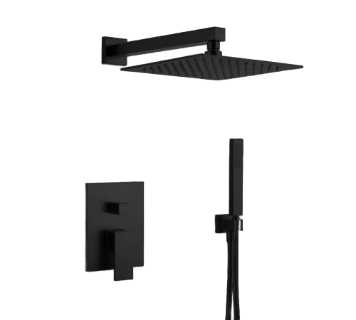Душевой комплект Aquanet Savona со смесителем черный матовый AQM8410MB
