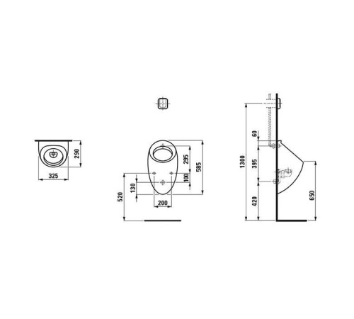 Писсуар Laufen Il Bagno Alessi One 29х32.5х58.5 см LLC белый 8.4097.5.400.000.1