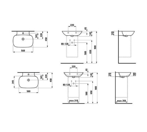 Раковина Laufen INO 56х45х12 см 1 отверстие 8.1030.2.000.104.1