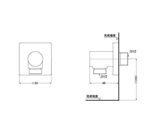 Шланговое подсоединение TOTO Showers 54x49x54 мм хром TBW02013R