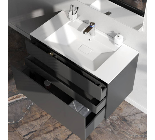 Тумба под раковину подвесная AM.PM Inspire V2.0 100 см 3 ящика графит матовый M50AFHX1003GM