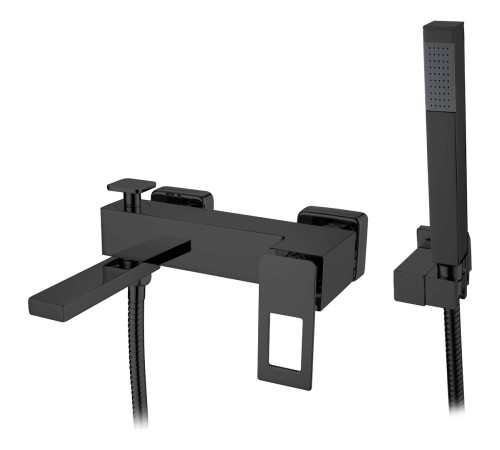 Смеситель для ванны Boheme Q с душевым комплектом черный 143-BB