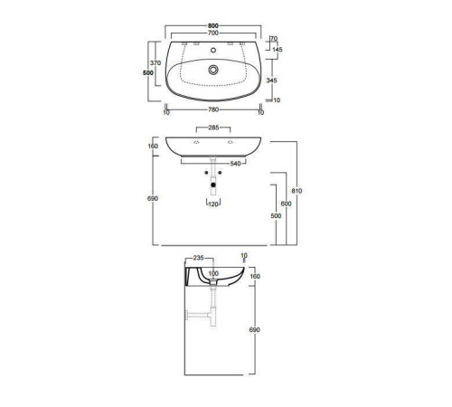 Раковина SIMAS Vignoni 80х50 см 1 отверстие белая VI11bi/F89
