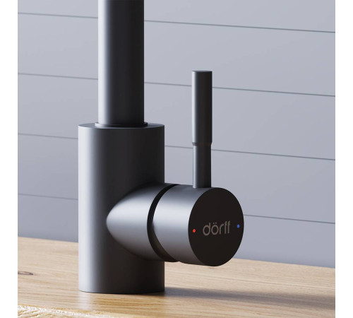 Смеситель для кухни Dorff Logic с вытяжным изливом черный D3007522