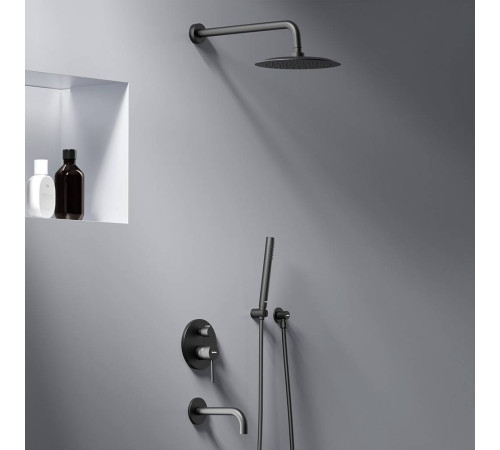 Встраиваемая душевая система AM.PM Scandinavian Pure со смесителем и изливом черная 936510300