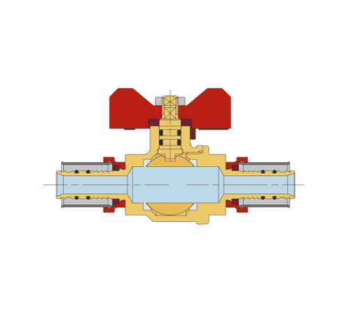 Кран шаровой Tiemme под запрессовку 26х26 мм бабочка 1680008
