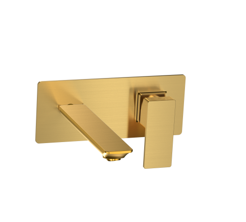 Смеситель для раковины Aquanet Savona настенный на 2 отверстия золото шлифованное AQM6815BG