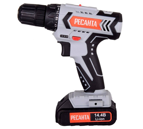Аккумуляторная дрель-шуруповерт Ресанта ДА-14-2ЛК 14.4 В 2.0 Ач 72/14/24
