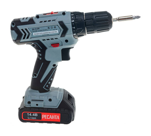 Аккумуляторная дрель-шуруповерт Ресанта ДА-14-2ЛК 14.4 В 2.0 Ач 72/14/24