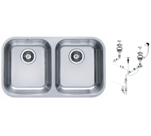 Мойка кухонная Alveus Duo 30 752х440х180 мм под столешницу с сифоном 1036849